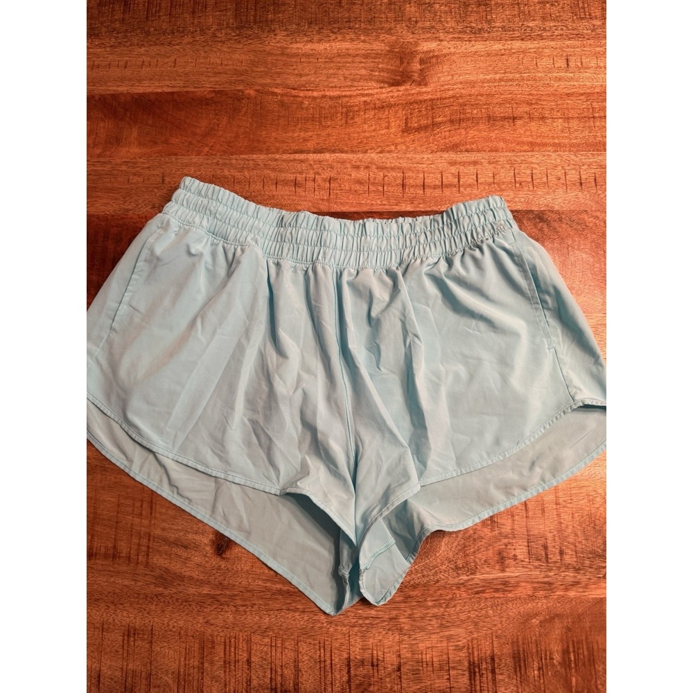 OFFLINE By Aerie Womens L Blue 2-in-1 Athletic Running Shorts Built In Biker Lin